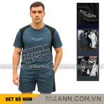 Set Bộ Nam - Set Bộ Áo Thun Nam Cổ Tròn In Chữ Trước Ngực & Quần Short Phối Sọc Màu Cao Cấp Bigsize