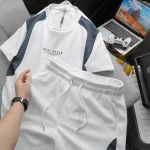 Set Bộ Nam - Set Bộ Áo Thun Nam Cổ Tròn In Chữ Trước Ngực & Quần Short Phối Sọc Màu Cao Cấp Bigsize
