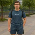 Set Bộ Nam - Set Bộ Áo Thun Nam Cổ Tròn In Chữ Trước Ngực & Quần Short Phối Sọc Màu Cao Cấp Bigsize