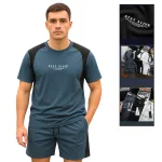 Set Bộ Nam - Set Bộ Áo Thun Nam Cổ Tròn In Chữ Trước Ngực & Quần Short Phối Sọc Màu Cao Cấp Bigsize