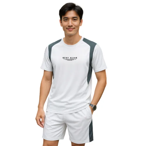 Set Bộ Nam - Set Bộ Áo Thun Nam Cổ Tròn In Chữ Trước Ngực & Quần Short Phối Sọc Màu Cao Cấp Bigsize