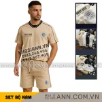 Set Bộ Nam - Set Bộ Áo Thun Nam Cổ Tròn In Logo Trước Ngực & Quần Short Phối Sọc Đen Trẻ Trung Bigsize
