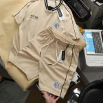 Set Bộ Nam - Set Bộ Áo Thun Nam Cổ Tròn In Logo Trước Ngực & Quần Short Phối Sọc Đen Trẻ Trung Bigsize