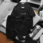 Set bộ nam tay ngắn quần lững in chữ JYIE