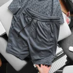 Set Bộ Nam Quần Short Áo Tay Ngắn In Logo Chìm Cao Cấp