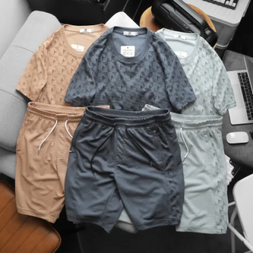 Set Bộ Nam Quần Short Áo Tay Ngắn In Logo Chìm Cao Cấp