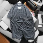 Set Bộ Nam Quần Short Áo Tay Ngắn In Logo Chìm Cao Cấp