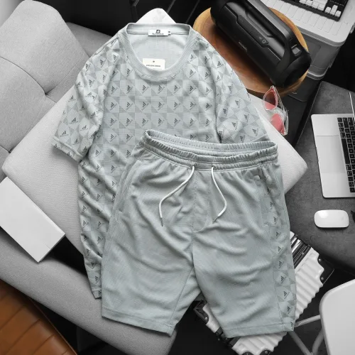 Set Bộ Nam Quần Short Áo Tay Ngắn In Logo Chìm Cao Cấp