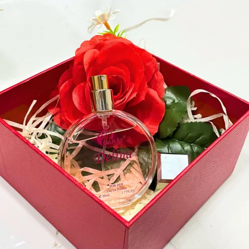 Set Hộp Quà Tặng Nước Hoa Nữ Charme Delina 50ml - Hộp Hoa Rơm Nhiều Màu