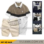 Set Đồ Nam Áo Polo Phối Ba Màu Thêu Logo Trước Ngực + Quần Short Kaki Nam Cao Cấp (Có Size 3x)