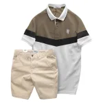 Set Đồ Nam Áo Polo Phối Ba Màu Thêu Logo Trước Ngực + Quần Short Kaki Nam Cao Cấp (Có Size 3x)