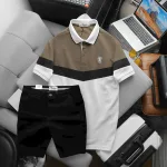 Set Đồ Nam Áo Polo Phối Ba Màu Thêu Logo Trước Ngực + Quần Short Kaki Nam Cao Cấp (Có Size 3x)