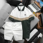 Set Đồ Nam Áo Polo Phối Ba Màu Thêu Logo Trước Ngực + Quần Short Kaki Nam Cao Cấp (Có Size 3x)