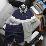 Set Đồ Nam Áo Polo Phối Ba Màu Thêu Logo Trước Ngực + Quần Short Kaki Nam Cao Cấp (Có Size 3x)