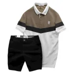 Set Đồ Nam Áo Polo Phối Ba Màu Thêu Logo Trước Ngực + Quần Short Kaki Nam Cao Cấp (Có Size 3x)
