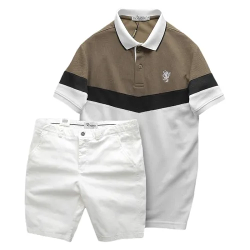 Set Đồ Nam Áo Polo Phối Ba Màu Thêu Logo Trước Ngực + Quần Short Kaki Nam Cao Cấp (Có Size 3x)