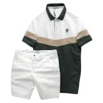 Set Đồ Nam Áo Polo Phối Ba Màu Thêu Logo Trước Ngực + Quần Short Kaki Nam Cao Cấp (Có Size 3x)