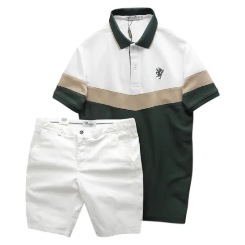 Set Đồ Nam Áo Polo Phối Ba Màu Thêu Logo Trước Ngực + Quần Short Kaki Nam Cao Cấp (Có Size 3x)