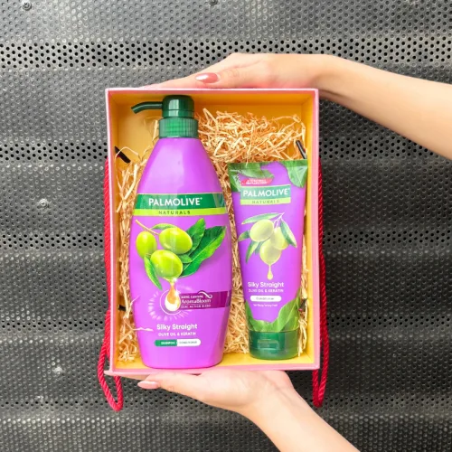 Set Quà Tặng Dầu Gội & Dầu Xả Palmolive Naturals Silky Straight (Set Màu Tím)