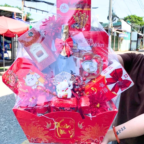 Set Quà Tết Cao Cấp – Hộp Quà Tết Sang Trọng – Quà Trang Trí Phòng Khách - Giỏ Quà Tết