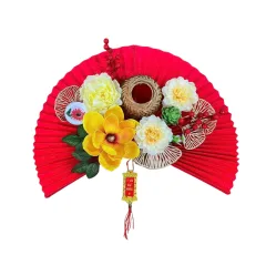 Set Quạt Giấy Lớn - Quạt Xếp Đỏ Trang Trí Tết