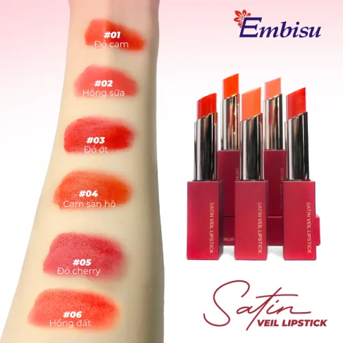 Son Môi Sáp Lì Hàn Quốc Embisu Satin Veil Lipstick - 6 Màu