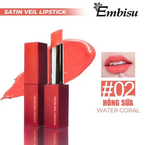 Son Môi Sáp Lì Hàn Quốc Embisu Satin Veil Lipstick - 6 Màu