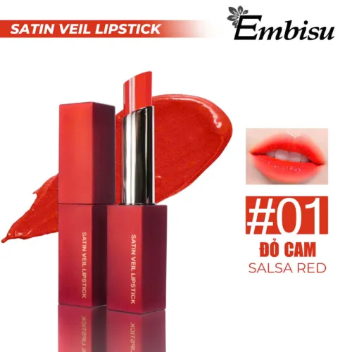 Son Môi Sáp Lì Hàn Quốc Embisu Satin Veil Lipstick - 6 Màu