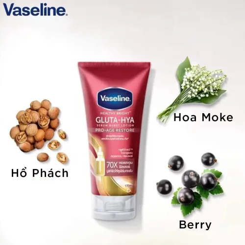 Sữa Dưỡng Thể Vaseline 70x Màu Đỏ Gluta Hya Serum Burst Lotion Pro Age Restore Thái Lan