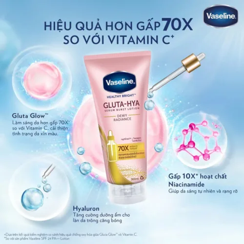 Sữa Dưỡng Thể Vaseline 70X Màu Hồng 300ml (Hàng nhập khẩu có tem phụ) - Phiên Bản Cũ