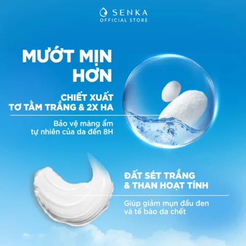 Sữa Rửa Mặt Senka Perfect Whip Đất Sét Màu Trắng 120g - Dành Cho Da Dầu Mụn