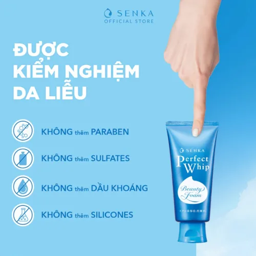 Sữa Rửa Mặt Senka Perfect Whip Sạch Sâu Mướt Mịn Màu Xanh Biển Cho Da Dầu 120g