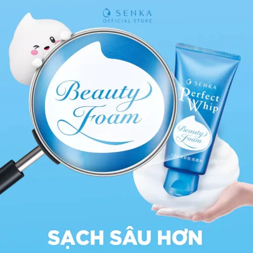 Sữa Rửa Mặt Senka Perfect Whip Sạch Sâu Mướt Mịn Màu Xanh Biển Cho Da Dầu 120g