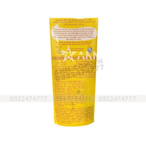 Sữa Rửa Mặt Senka Perfect Whip Vitamin C Màu Vàng Sáng Mịn Mờ Thâm 100g