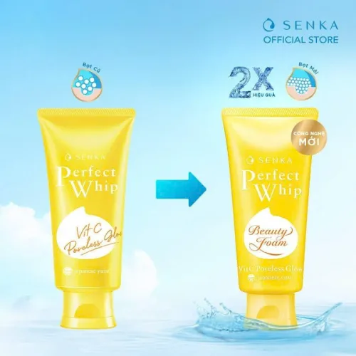 Sữa Rửa Mặt Senka Perfect Whip Vitamin C Màu Vàng Sáng Mịn Mờ Thâm 100g