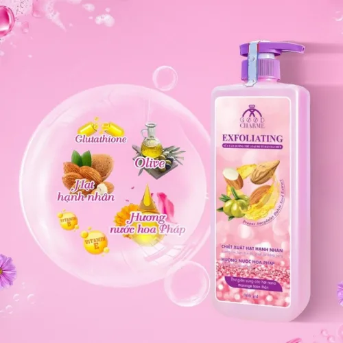Sữa Tắm Cho Nữ Tẩy Tế Bào Da Chết Charme Exfoliating Hạt Hạnh Nhân Hương Nước Hoa Pháp 900ml
