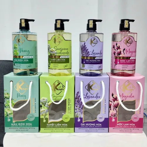 Sữa Tắm Kina Hương Nước Hoa Mộc Lan 900ml - Hỗ Trợ Cấp Ẩm Dưỡng Sáng Da Mịn Màng - Tặng Kèm 1 Bông Tắm