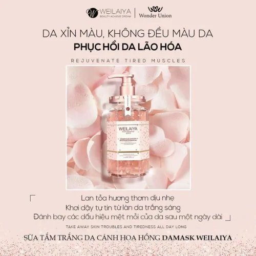 Sữa Tắm Trắng Da Cánh Hoa Hồng Weilaiya Damask 450ml Chính Hãng