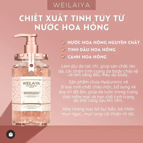 Sữa Tắm Trắng Da Cánh Hoa Hồng Weilaiya Damask 450ml Chính Hãng