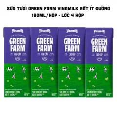 Sữa Tươi Tiệt Trùng Green Farm Rất Ít Đường Vinamilk 180ml/Hộp - Lốc 4 Hộp