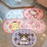Thảm Lau Chân Hình Oval Kuromi 3D Chống Trượt 60x40cm