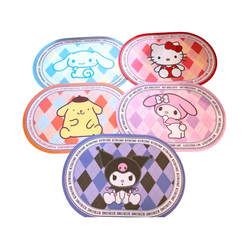 Thảm Lau Chân Hình Oval Kuromi 3D Chống Trượt 60x40cm