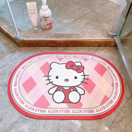 Thảm Lau Chân Hình Oval Kuromi 3D Chống Trượt 60x40cm