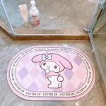 Thảm Lau Chân Hình Oval Kuromi 3D Chống Trượt 60x40cm