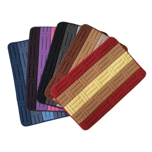 Thảm Lau Chân Nỉ Kẻ Chống Trượt Nhiều Màu 40x60cm