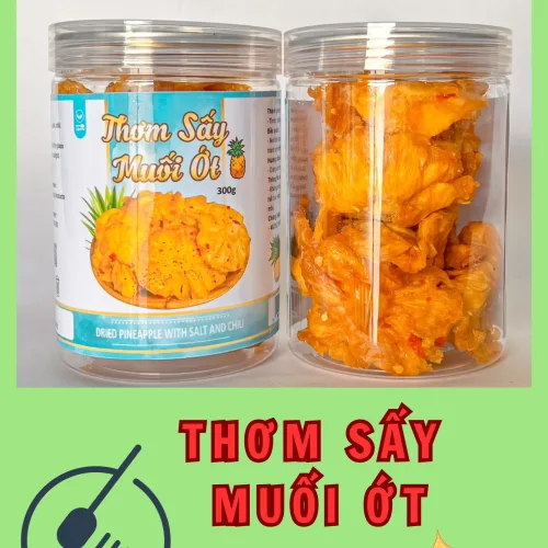 Thơm Sấy Muối Ớt Thơm Ngon 300g Hộp