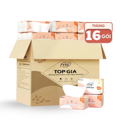 Thùng 16 Gói Khăn Ăn Top Gia - Khăn Giấy Ăn Sắc Hạ 240 tờ x 4 lớp