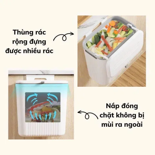 Thùng Rác Treo Tường - Thùng Rác Treo Cánh Tủ Bếp Dán Trên Tường Cho Phòng Tắm Nhà Vệ Sinh 16x26.5x29cm