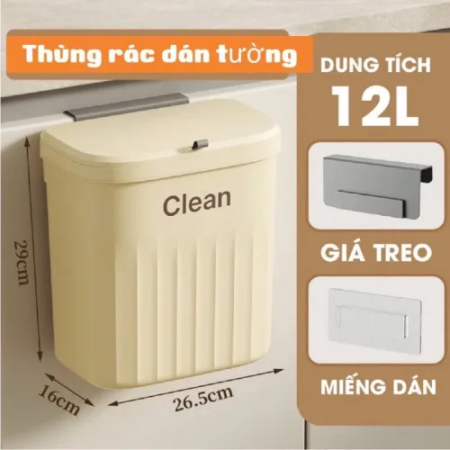 Thùng Rác Treo Tường - Thùng Rác Treo Cánh Tủ Bếp Dán Trên Tường Cho Phòng Tắm Nhà Vệ Sinh 16x26.5x29cm