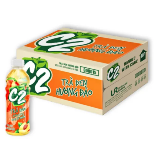 Trà Xanh C2 Hương Đào Thùng 24 Chai Nhỏ (225ml/Chai)